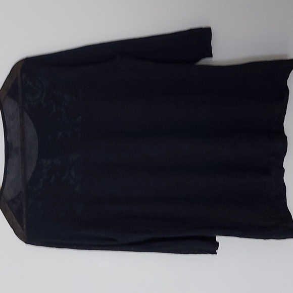 NWT J Jill Linen Blend Light Knit Crochet Embellished Sweater Navy Size … - Picture 5 of 7